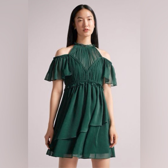 Nwt TED BAKER LONDON  dark green rope detail mini dress size 4 ~ UK 14 ~ L - Picture 1 of 10